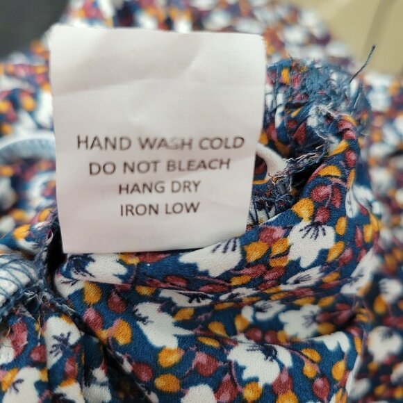 Sienna Sky Women’s Small Blue Floral Cross Tie 3/4 Sleeve Ruffle Waist Top - Picture 7 of 8